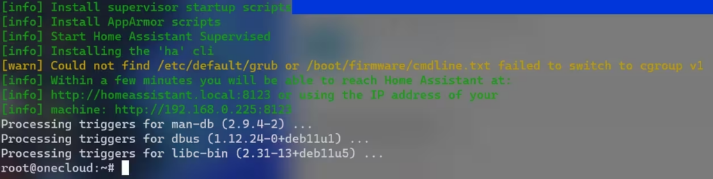 Homeassistant package install done 